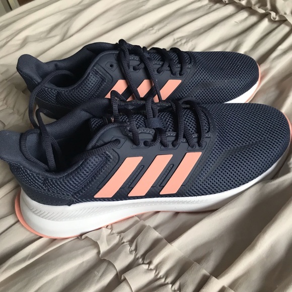 ADIDAS navy blue & pink sneakers, wore once. Size 8.5. - Picture 3 of 6